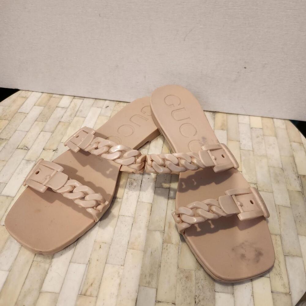 Gucci Rubber Chain-Link Accents Slides